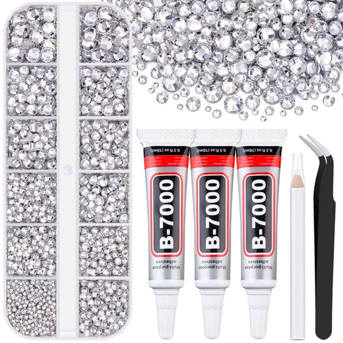 Miniatura 16 de 7000 diamantes de imitación de resina con pinzas para manualidades, diamantes de imitación de gelatina con parte trasera plana de 2/3/4/5/6mm, 4