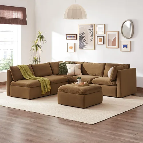 Miniatura 29 de mopio Sofá Seccional Modular de Gran Tamaño con Fundas Completamente Extraíbles y Almacenamiento, Convertible en Forma de U, en Forma de L