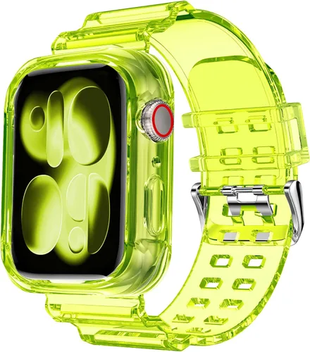 Miniatura 36 de DABAOZA - Correa compatible con Apple Watch de 49 mm, 46 mm, 45 mm, 44 mm, 42 mm, 41 mm, 40 mm, 38 mm, con protector, correa de TPU brillante