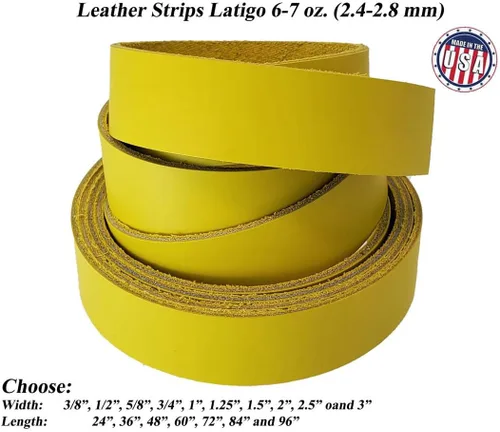 Miniatura 2 de Amarillo Tiras de piel 2 inch de ancho hasta 96 inch de largo – 6 – 7. (2.4 – 2,8 mm.) LATIGO tiras de piel por pitka piel