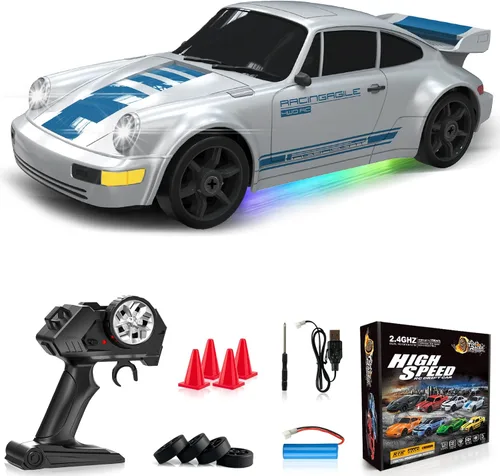 Miniatura 11 de Coche RC de Deriva 1:24 Coche de Control Remoto 4WD 24KM/H Coche de Carreras Deportivas de Alta Velocidad con Luces LED Juguetes de Coches RC