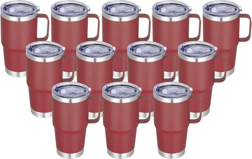 Miniatura 31 de Vaso térmico de acero inoxidable de 20 oz con asa, envase a granel, vasos termales metálicos aislados, taza de café de viaje con asa, vaso de doble