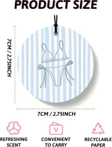 Miniatura 2 de Blue Coastal Beach Orange Car Air Freshener 4 Pcs, Summer Blue Bikini Starfish Palm Tree Round Hanging Air Freshener for Cars Closet Drawer Books
