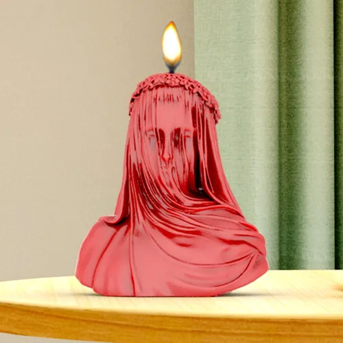 Miniatura 9 de Molde de vela velada para dama, busto femenino velado de silicona, busto velado para mujer, busto de doncella velado, molde de estatua, molde