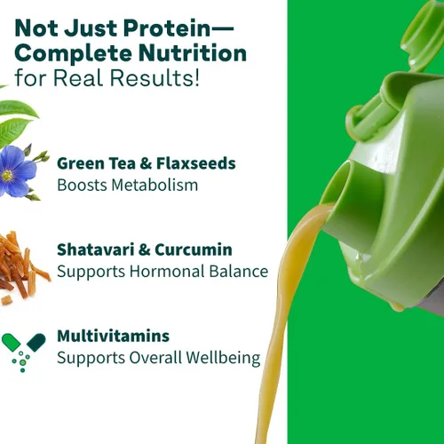 Miniatura 4 de OZiva Proteínas y hierbas, mujeres con multivitaminas, curcumina, shatavari, tulsi para mejorar el metabolismo, equilibrio hormonal y la piel, salud