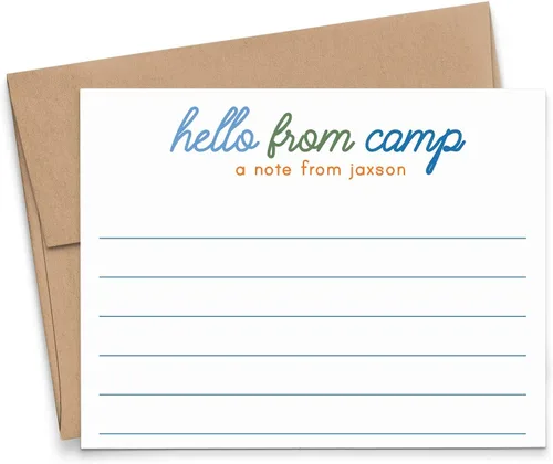Papelería personalizada para niños para niños, tarjetas de notas planas, lindo papelería para niño con juego de sobres, tarjetas de notas Hola desde