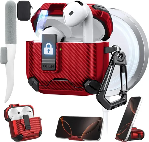 Miniatura 27 de Maxjoy Funda protectora para AirPods 4 2024, funda protectora para AirPods de 4ª generación con bloqueo automático, compatible con MagSafe, Verde