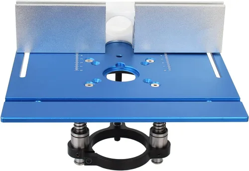 Miniatura 3 de Placa de inserción de mesa de enrutador de aluminio KETIPED, Bancos de carpintería con placa de enrutador abatible con guía de goniómetro y valla