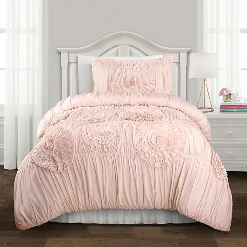Lush Decor Serena Juego de Edredón, Juego de 2 Piezas, Twin XL, Rosa Pálido - Juego de Ropa de Cama Rosa Twin XL - Lindo Edredón Tamaño Twin XL -
