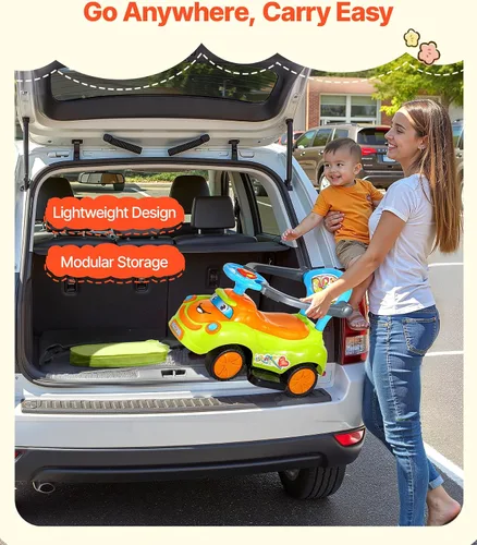 Miniatura 5 de VEVOR Coche de Paseo Infantil, Coche de Empuje para Niños de 19 a 36 Meses, Buggy con Barreras de Protección, Asa y Almacenamiento Bajo el Asiento