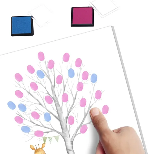 Miniatura 3 de Árbol de huellas dactilares para revelación de género del bebé con animales de safari, juego de adivinación de género para niños y niñas, ideas