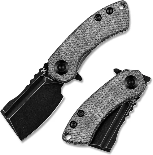Miniatura 10 de KANSEPT Knives Mini Korvid Cleaver Mini cuchillo de bolsillo para hombre, 1.45 pulgadas, hoja negra lavada a la piedra de 60.6 in, jade G10