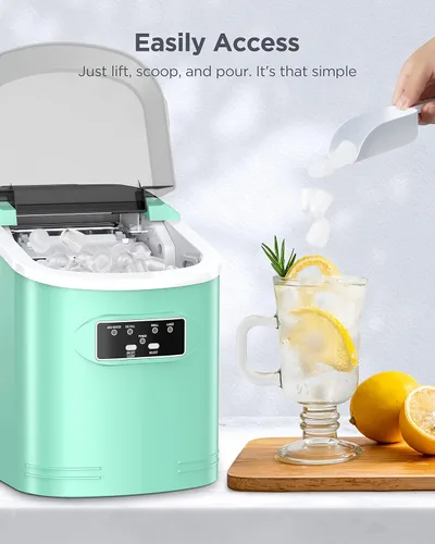 Miniatura 5 de Silonn Máquina para hacer hielo, 26 libras en 24 horas, 9 cubos listos en 6 minutos, máquina de hielo autolimpiable, máquina de hielo portátil
