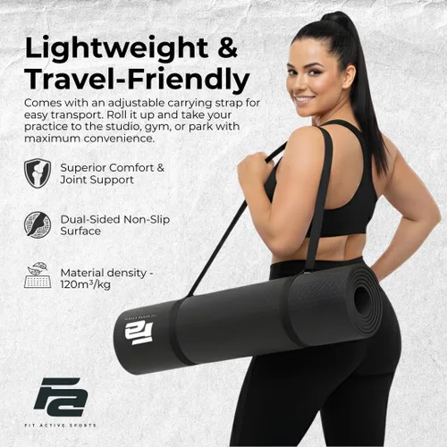 Miniatura 5 de Fit Active Sports Alfombrilla de entrenamiento extragrande de 6 x 4 pies con bolsa de transporte y correas, resistente, antideslizante