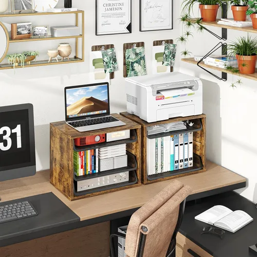 Miniatura 6 de Simple Trending Organizadores de Archivos de Escritorio, Bandeja de Cartas de 4 Niveles Organizador de Papel con Portaarchivos, Clasificador
