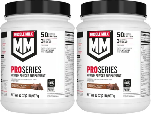 Miniatura 10 de Muscle Milk Pro Series Proteína en polvo, sabor chocolate Knockout, 2 libras, 11 porciones, 50 g de proteína, 3 g de azúcar, 20 vitaminas