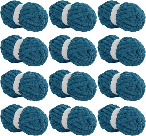 Miniatura 80 de HOMBYS Hilo de Chenille Grueso Carbón para Crochet, Hilo Grueso Espeso y Esponjoso para Tejer, Hilo Súper Grueso para Tejer Mantas a Mano, Hilo