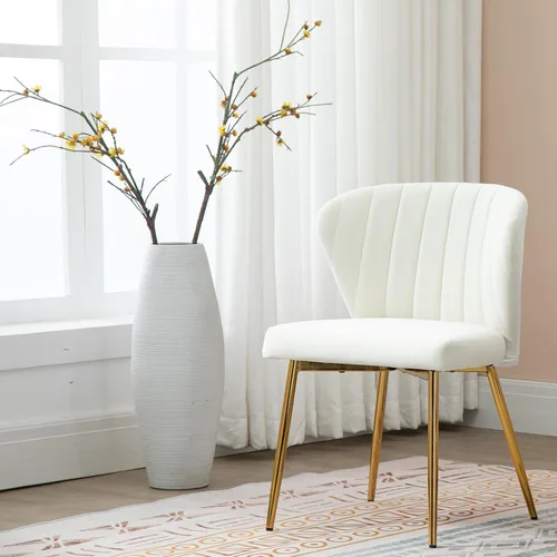 Miniatura 8 de Juego de 2 sillas de comedor de terciopelo, sillas de tocador tapizadas modernas con patas de metal dorado para comedor, cocina, tocador y patio