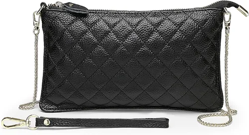 Miniatura 8 de Uromee Cartera de mano para mujer, de piel auténtica, con cadena de hombro desmontable
