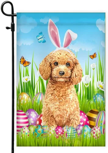 Miniatura 38 de Beagle Happy Easter Day Holiday Flag Funny Dog Wear Bunny Ears Headband Cute for Home Decor (12" x 18") USA Garden Flag Premium Decorative Yard