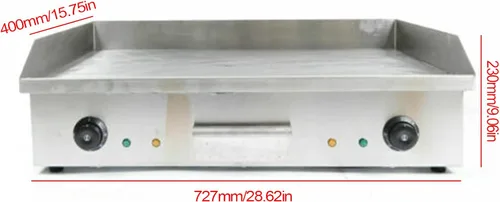 Miniatura 7 de Máquina eléctrica de parrilla de plancha, 28.7 in 4400W Plancha eléctrica comercial para encimera de cocina, placa de cocina de acero inoxidable