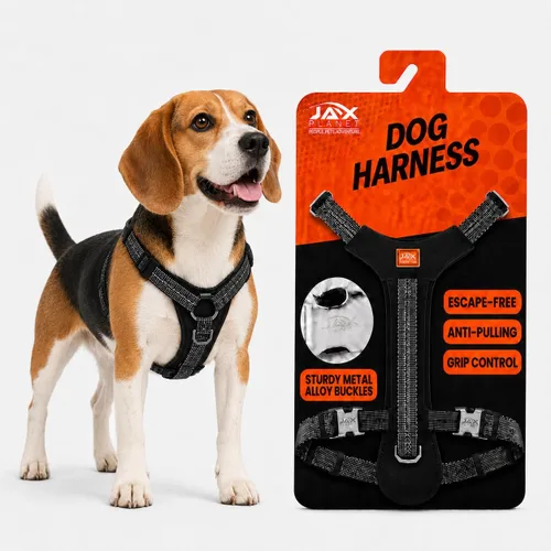 Arnés para perro sin tirones con asa, arnés de entrenamiento de control de agarre para perros medianos, anillo en D frontal, reflectante, seguro,