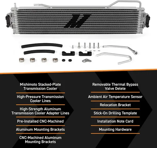 Miniatura 3 de Mishimoto MMTC-K2-14, enfriador de transmisión, compatible con Chevrolet Silverado, 2014-2018, plateado Enfriador de transmisión