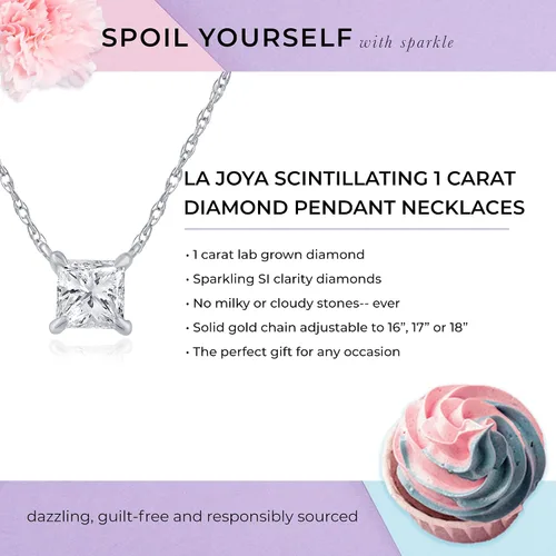 Miniatura 4 de La Joya Collares de diamantes para mujer, impresionante colección de collar solitario de diamante cultivado en laboratorio de 1 quilate Cadena