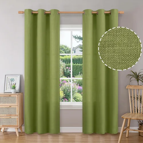 Miniatura 132 de BGment Cortinas de Lino Beige de 63 Pulgadas de Largo 2 Paneles - Tratamientos para Ventanas con Textura de Arpillera Filtrantes de Luz Cortinas