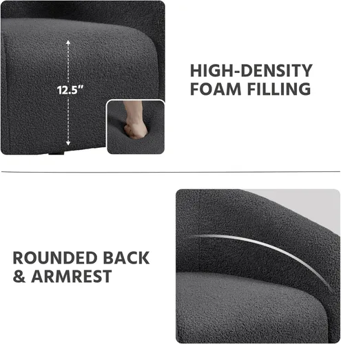 Miniatura 8 de Yaheetech - Juego de 2 sillas decorativas, sillas peludas para sala de estar, sillones de tela sherpa con acolchado suave y acogedor, sillones