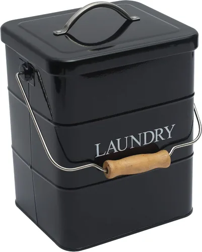 Contenedor de polvo para ropa sucia, lata de almacenamiento de polvo de lavado con cuchara, tapa hermética y asas, caja de almacenamiento de Negro