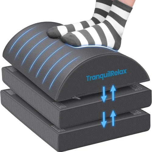 Miniatura 13 de TranquilRelax Reposapiés para debajo del escritorio en el trabajo, accesorios de juegos, taburete con 3 alturas ajustables y funda lavable, cómodos
