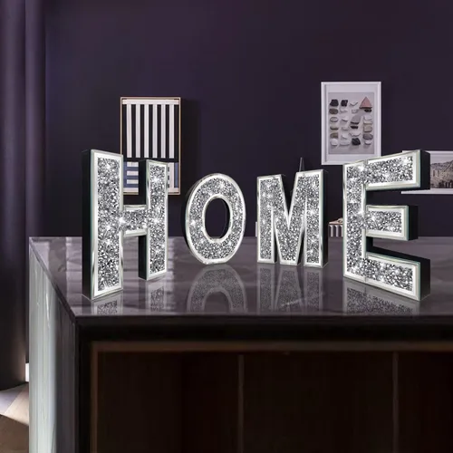 Miniatura 3 de ZOLAPI 4 letras independientes para el hogar. Letras de diamantes de cristal glamorosas. Espejo plateado para decoración del hogar para pared, Casa