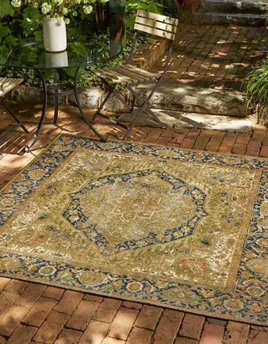 Miniatura 10 de Unique Loom Outdoor Traditional Collection - Alfombra de área - Nosara (4 pies 1 pulgada x 6 pies 1 pulgada, rectangular, azul/azul claro)