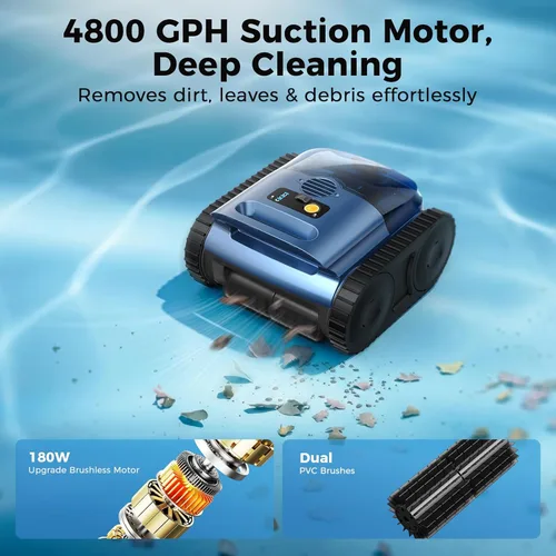 Miniatura 4 de Limpiador robótico de piscina, aspiradora inalámbrica para piscinas enterradas, robot limpiador automático de piscinas para suelos de piscina
