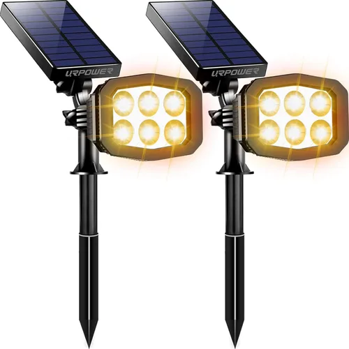 Miniatura 8 de URPOWER Luces solares para exteriores, focos solares ajustables para exteriores, focos solares 2 en 1, impermeables, luces solares para paisaje, luz