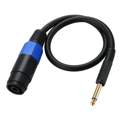 Cable de altavoz mono 1/1.6 - 19.7 in/0.5FT Speakon a 1/4 TS Plug Adaptador de audio para altavoz DJ/PA Speakon hembra a 1/4 macho recto