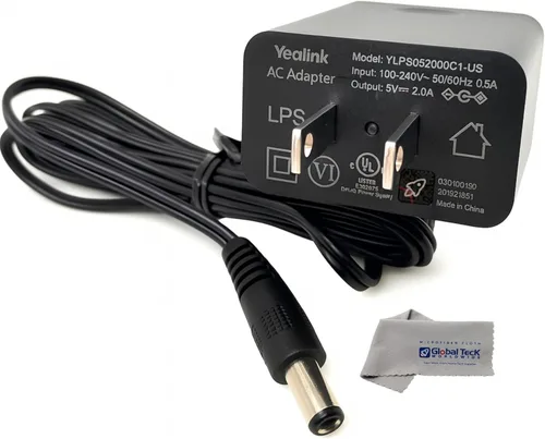 Yealink PS5V2000US - Adaptador de fuente de alimentación 5V 2A - Compatible con teléfonos SIP Yealink: T54W, T29G, T46S, T46U, T48S, T48U, T52S,