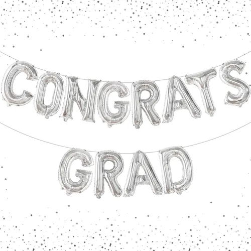 Miniatura 12 de Decoraciones de graduación 2026 Globos negros de graduación de felicitaciones – 16 pulgadas Cartel negro de felicitaciones graduadas Cartel