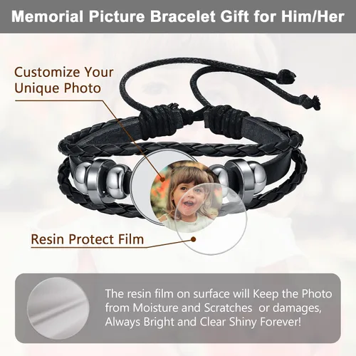 Miniatura 4 de U7 Pulsera para hombre con cierre de acero inoxidable, brazalete de cuero en estilo calavera o envoltura