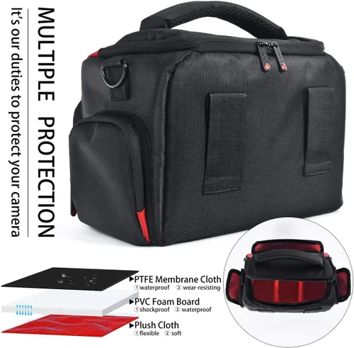 Miniatura 3 de FOSOTO Funda de hombro para cámara DSLR compatible con Canon EOS Rebel T7 T6 4000D 80D 90D 6D Mark II, Nikon D3500 D3400 D5600 D60 D750, Sony SLR