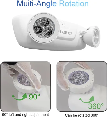 Miniatura 3 de TANLUX Luces de emergencia LED con batería de respaldo, dos cabezales ajustables para luces comerciales, certificación UL, CA 120/277V, cableadas