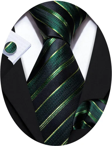 Miniatura 145 de Barry.Wang Juego de corbatas para hombre, corbata de seda a rayas, tejido a cuadros, gemelos formales, negocios, boda