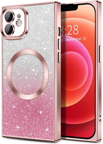 Miniatura 146 de Hython Funda para iPhone 13 Pro transparente con purpurina magnética [compatible con MagSafe] Protector completo de lente de cámara delgado