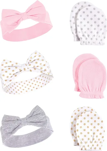 Miniatura 137 de Hudson Baby Conjunto de diadema de algodón y manoplas para rascar para bebé