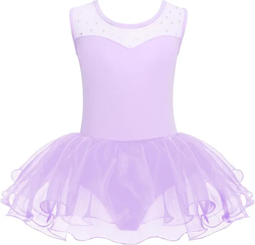 Miniatura 16 de Zaclotre Leotardo de Ballet para Niñas con Espumas Brillantes Sin Mangas de Malla, Vestido de Baile, Tutú, Traje de Bailarina para Niños