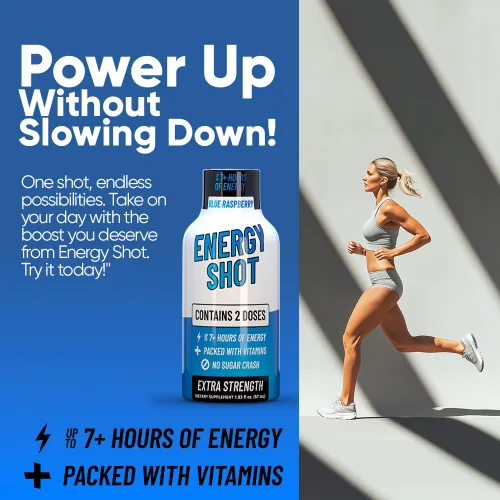 Miniatura 5 de Blue Raspberry Extra Strength Energy Shot 12 unidades – 260 mg de cafeína natural B12 B6 – Apoyo de energía y enfoque – 2 porciones sin azúcar Té