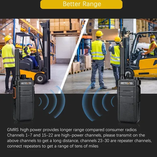 Miniatura 3 de Retevis RB26 Radios de 2 vías de largo alcance, Walkie Talkie de trabajo con auricular a granel, 21 horas, USB-C, capacidad de repetidor GMRS