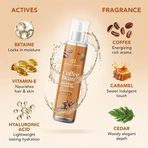 Miniatura 5 de Botanic Hearth Café Bean Perfume para el cabello y niebla corporal con ácido hialurónico – Spray corporal sin alcohol para fragancia duradera e