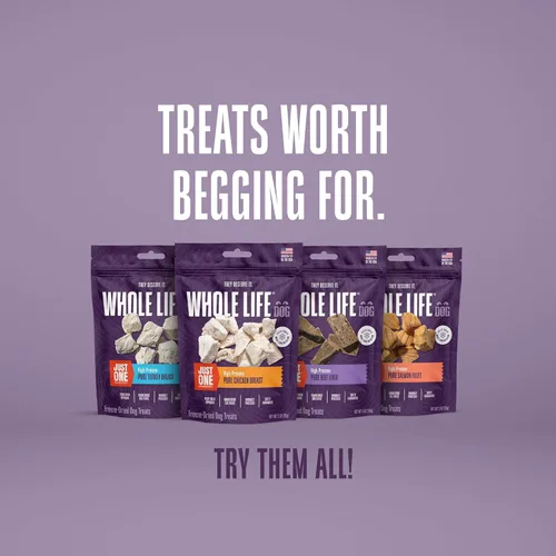 Miniatura 8 de Whole Life Dog Just One - Golosinas liofilizadas para perros, alimentos liofilizados de grado humano, alimentos ricos en proteínas, aperitivos